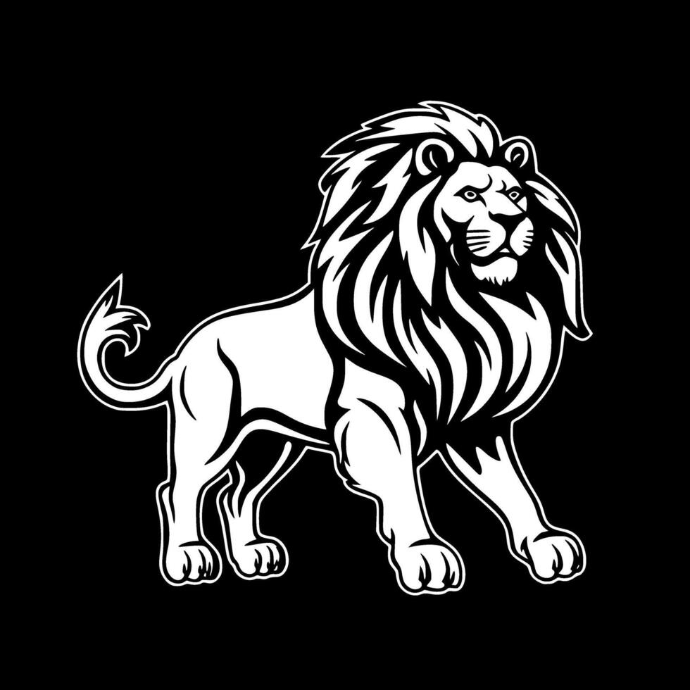 Lion, Black and White illustration vector