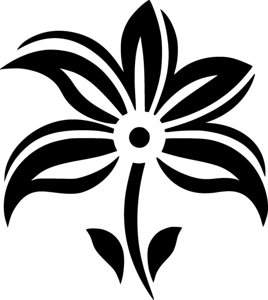 Flower - Black and White Isolated Icon - illustration vector