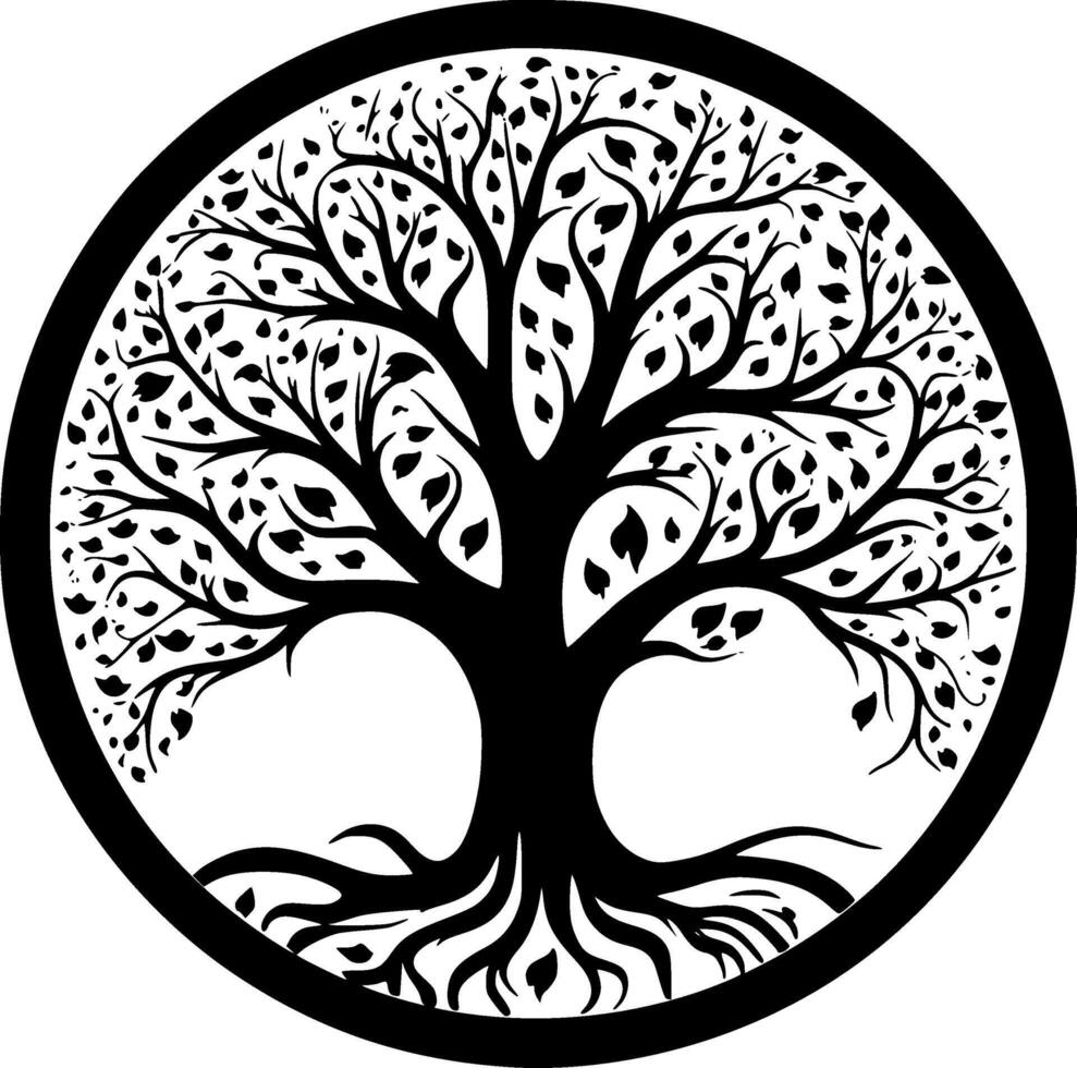 Tree - Black and White Isolated Icon - illustration vector