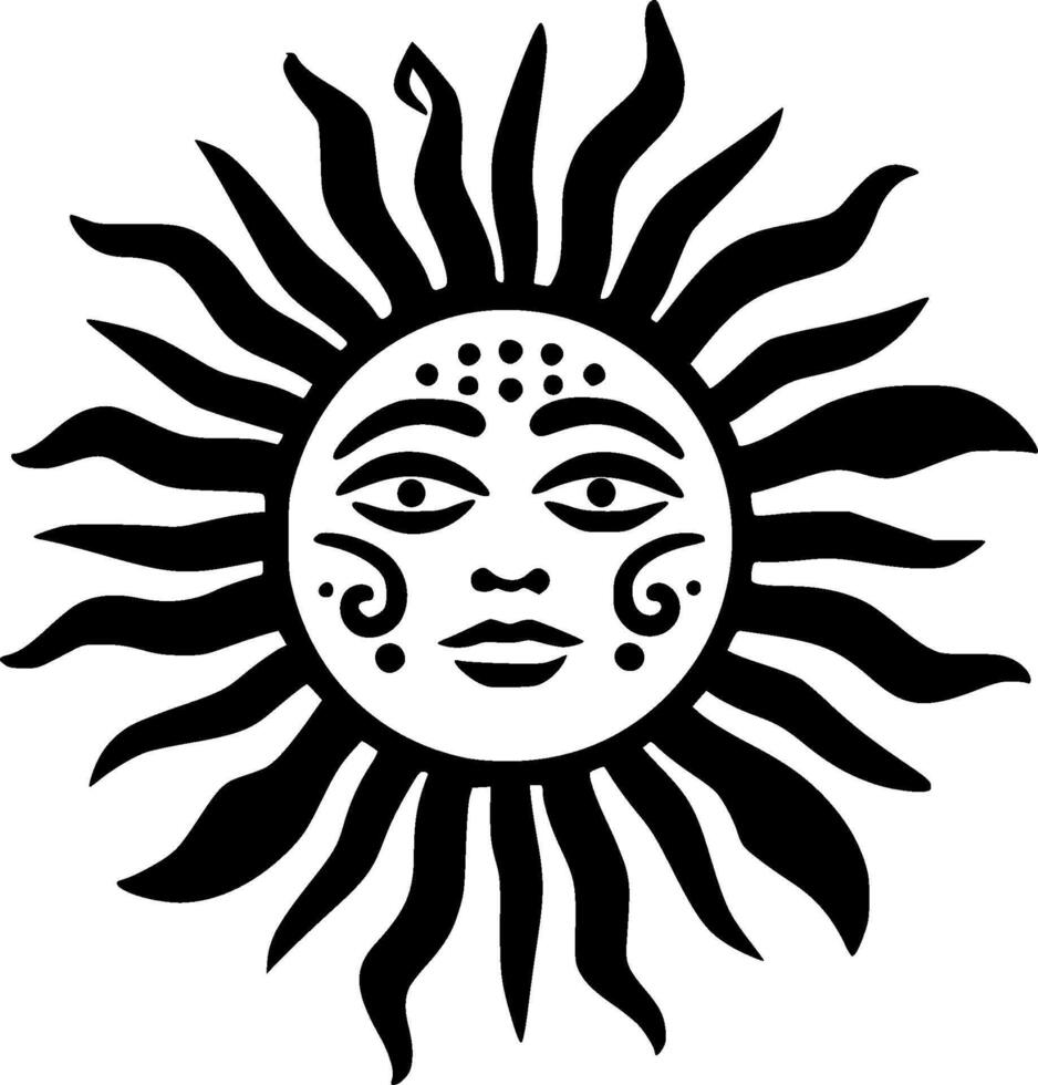 Sun - Black and White Isolated Icon - illustration vector