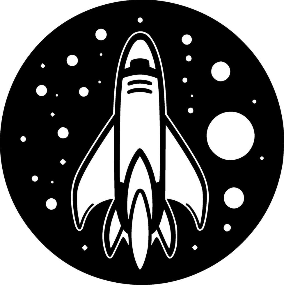 Rocket - Black and White Isolated Icon - illustration vector