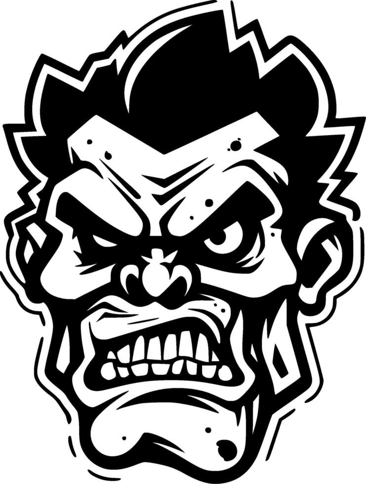 Zombie - Black and White Isolated Icon - illustration vector