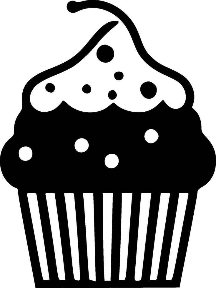 Cupcake - Black and White Isolated Icon - illustration vector