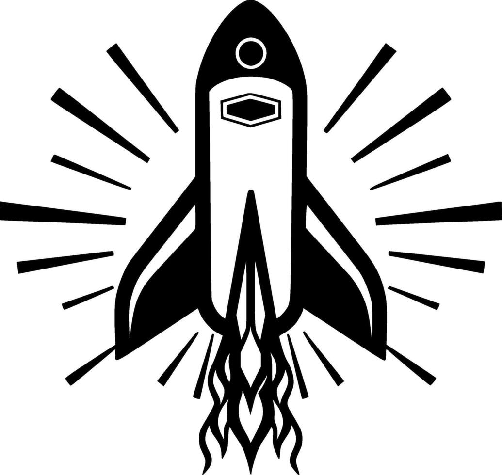 Rocket - Black and White Isolated Icon - illustration vector