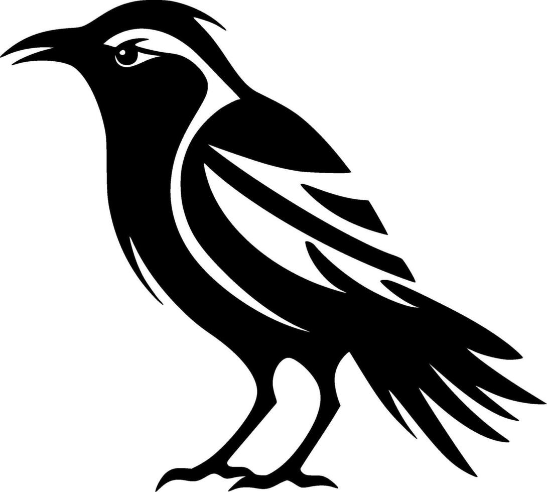 Crow - Black and White Isolated Icon - illustration vector