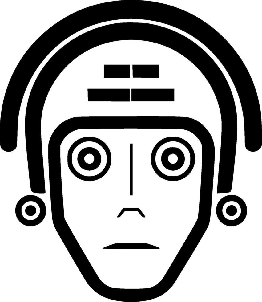 Robot - Black and White Isolated Icon - illustration 46979506 Vector