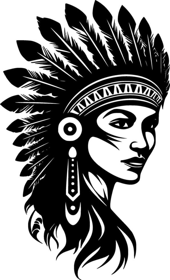 Indian Headdress, Black and White illustration vector