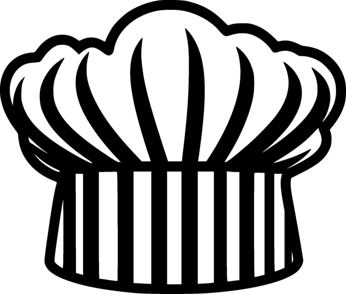 Chef Hat, Black and White illustration vector