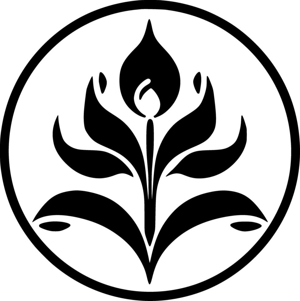 Flower - Black and White Isolated Icon - illustration vector