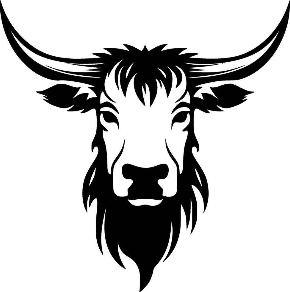 Highland Cow - Black and White Isolated Icon - illustration vector
