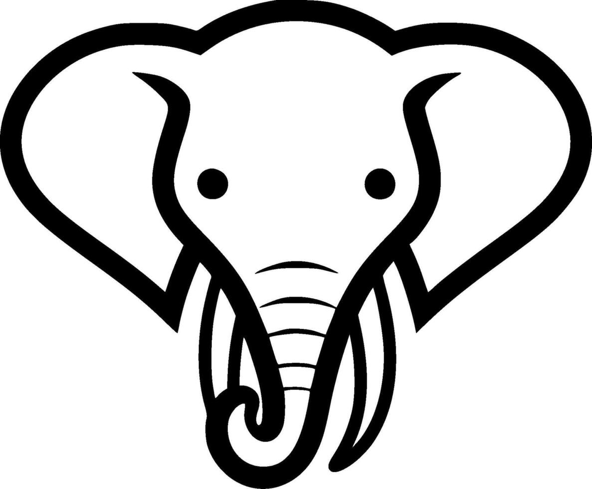 Elephant - Black and White Isolated Icon - illustration vector