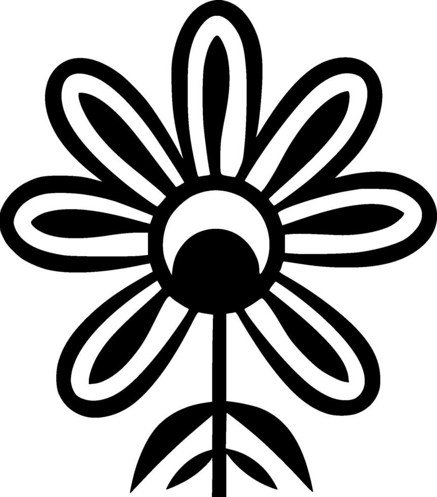 Flower - Black and White Isolated Icon - illustration vector