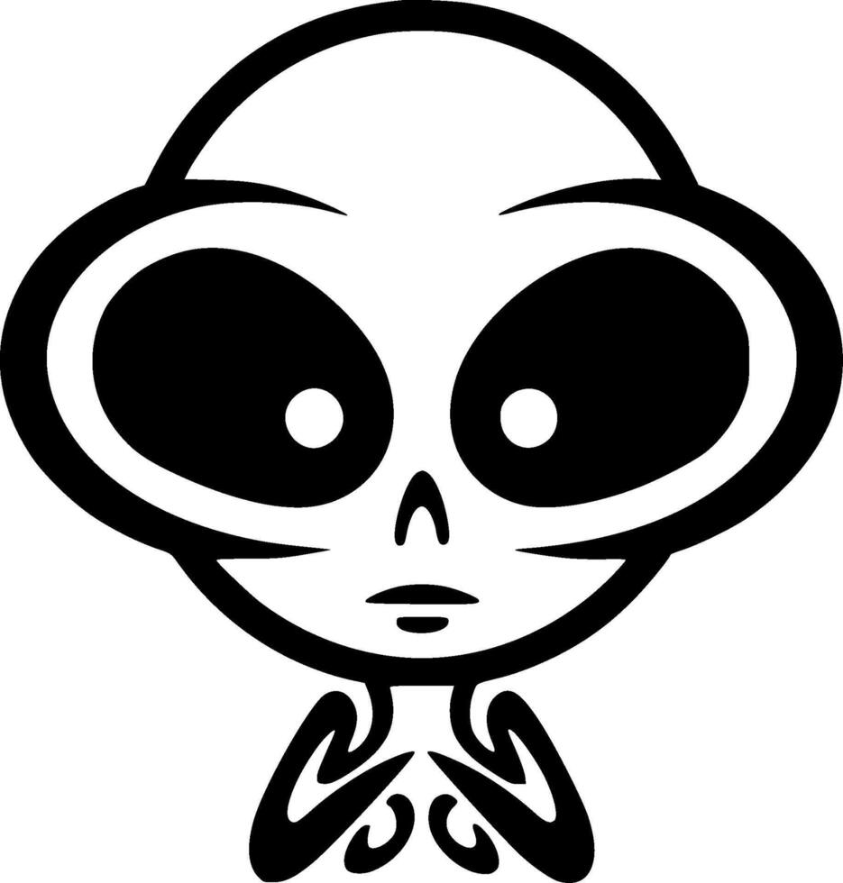 Alien - Black and White Isolated Icon - illustration vector
