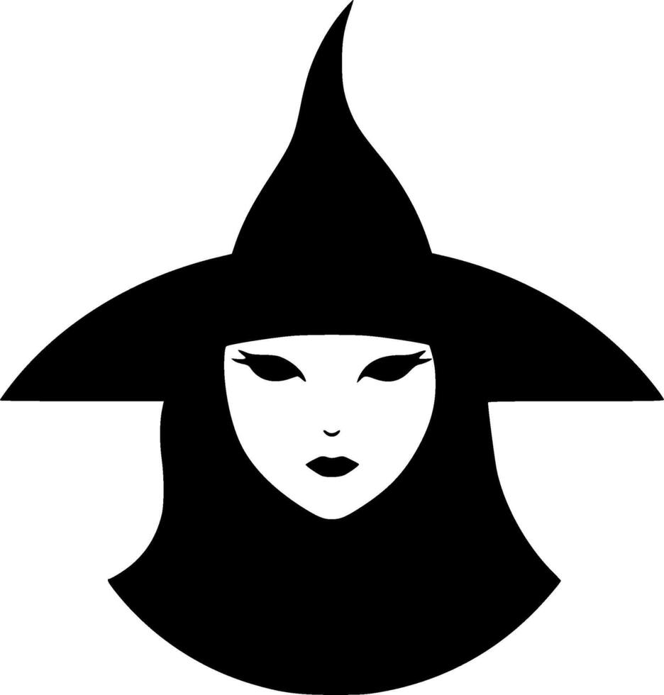Witch - Black and White Isolated Icon - illustration vector