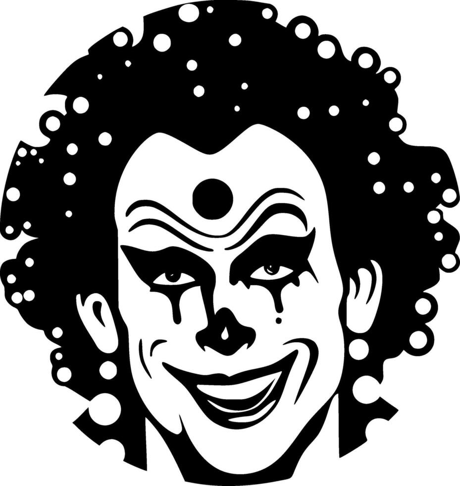 Clown, Black and White illustration vector