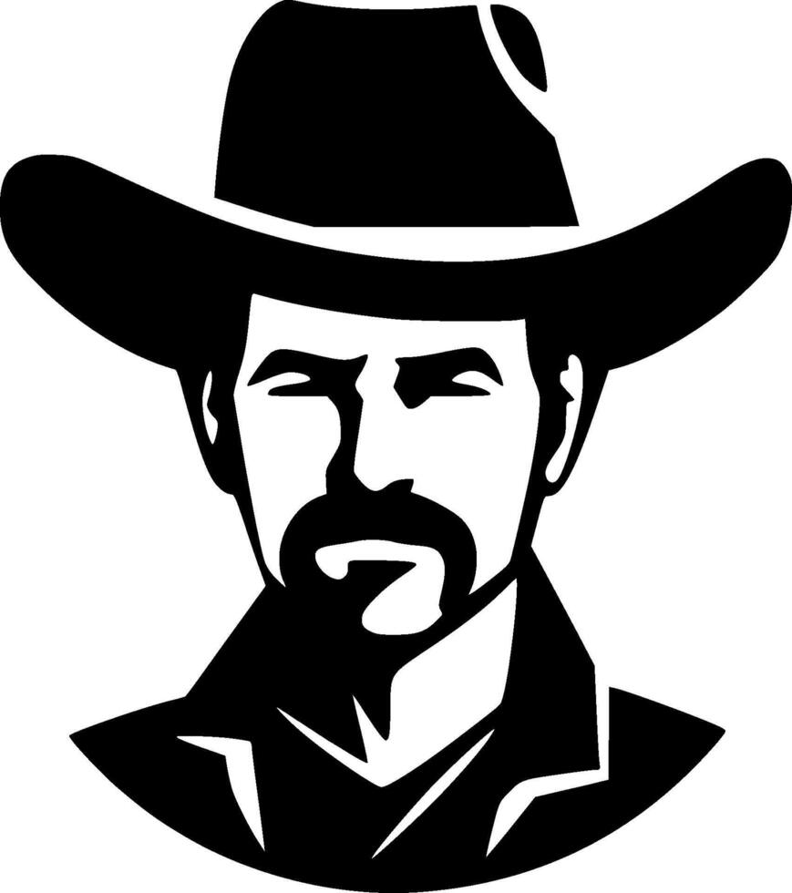 Cowboy - Black and White Isolated Icon - illustration vector