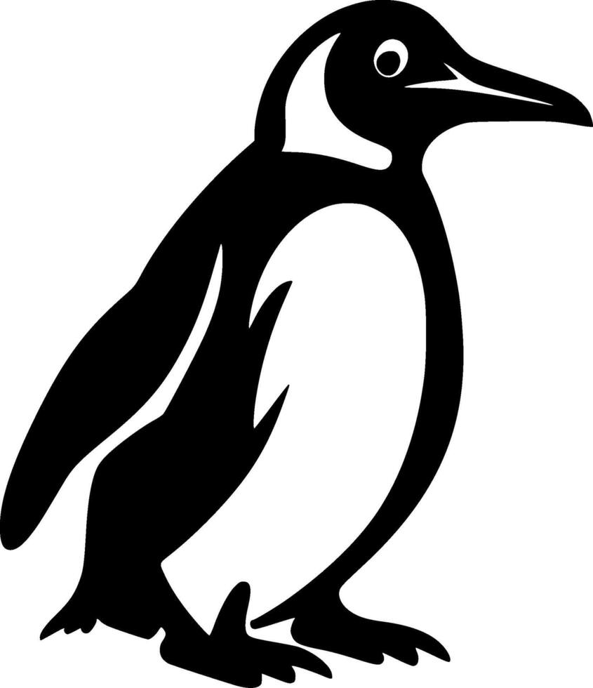 Penguin - Black and White Isolated Icon - illustration vector