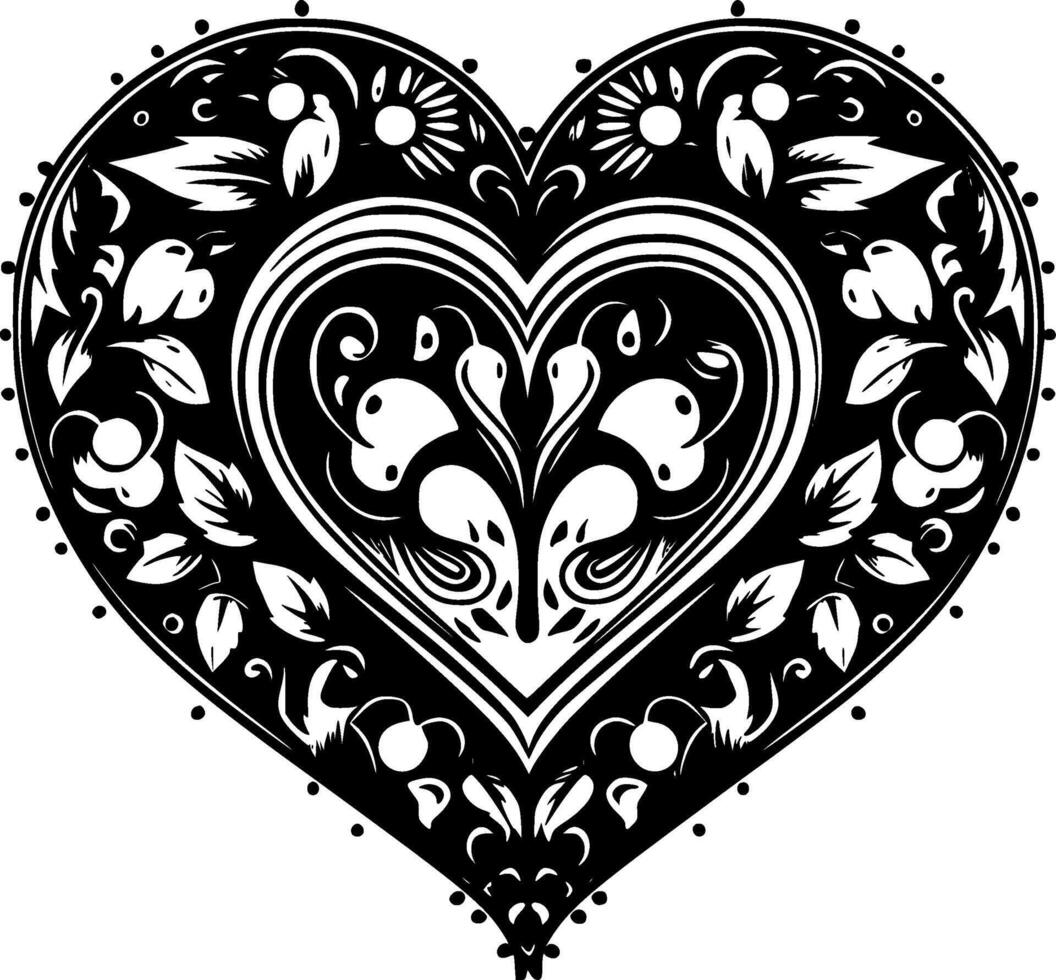 Heart - Black and White Isolated Icon - illustration vector
