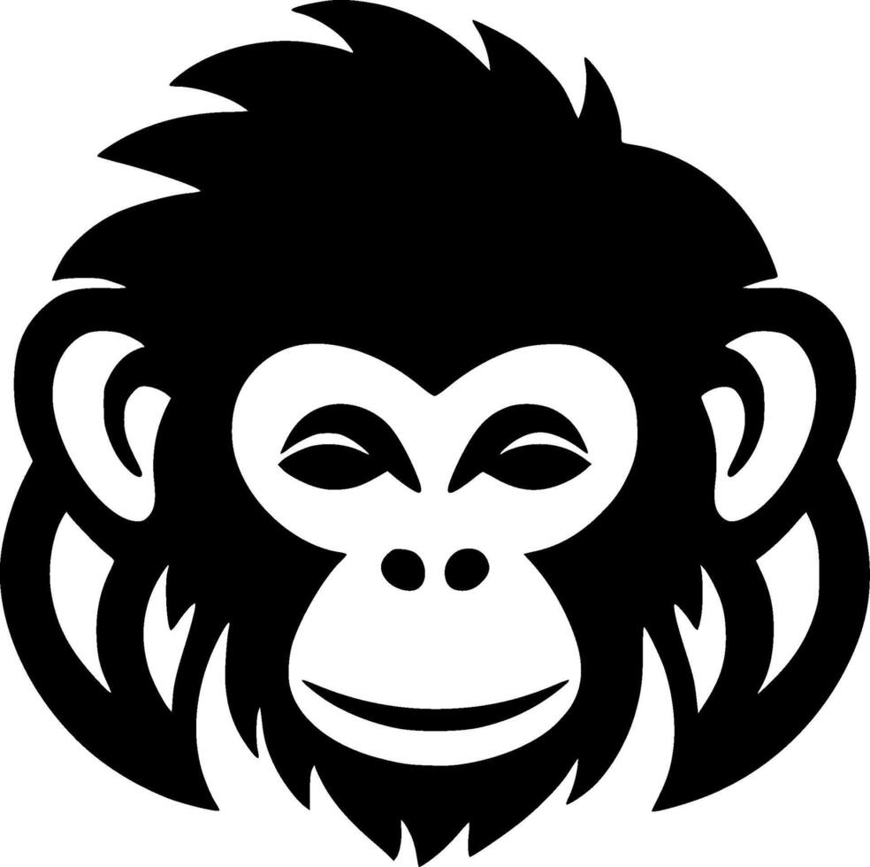 Monkey - Black and White Isolated Icon - illustration vector