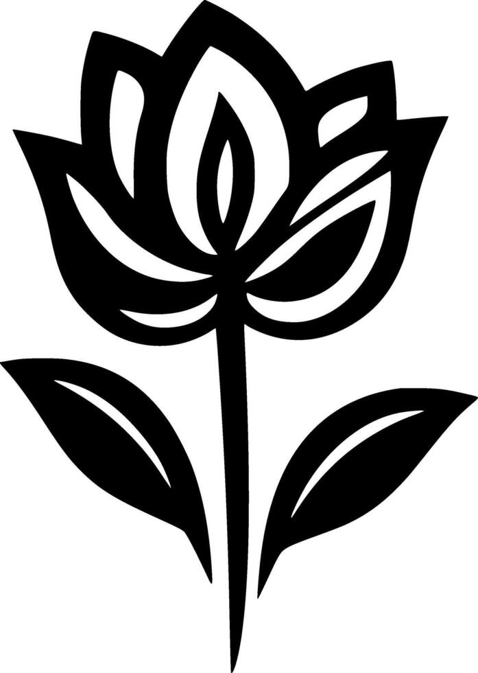 Flower - Black and White Isolated Icon - illustration vector