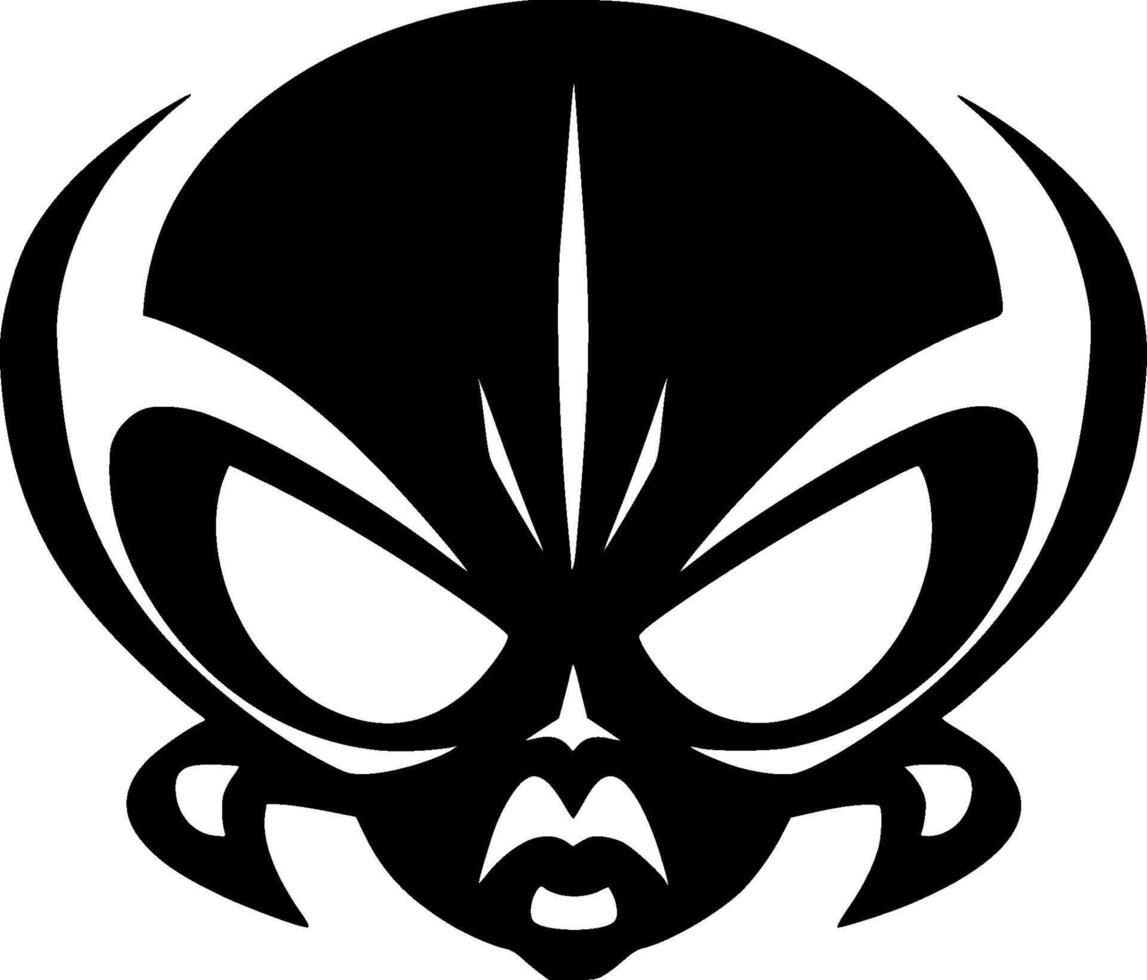 Alien, Black and White illustration vector