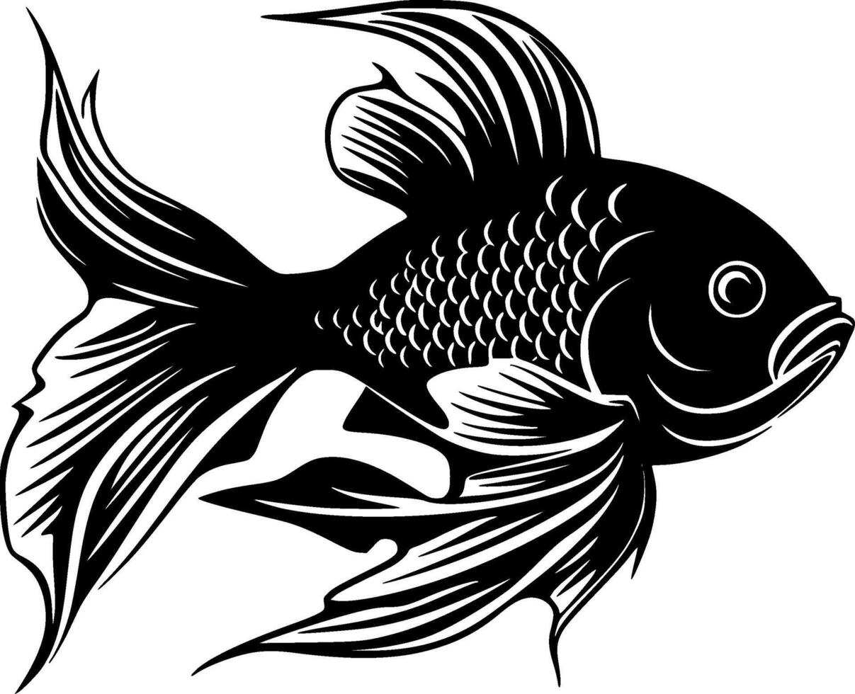 Goldfish - Black and White Isolated Icon - illustration vector