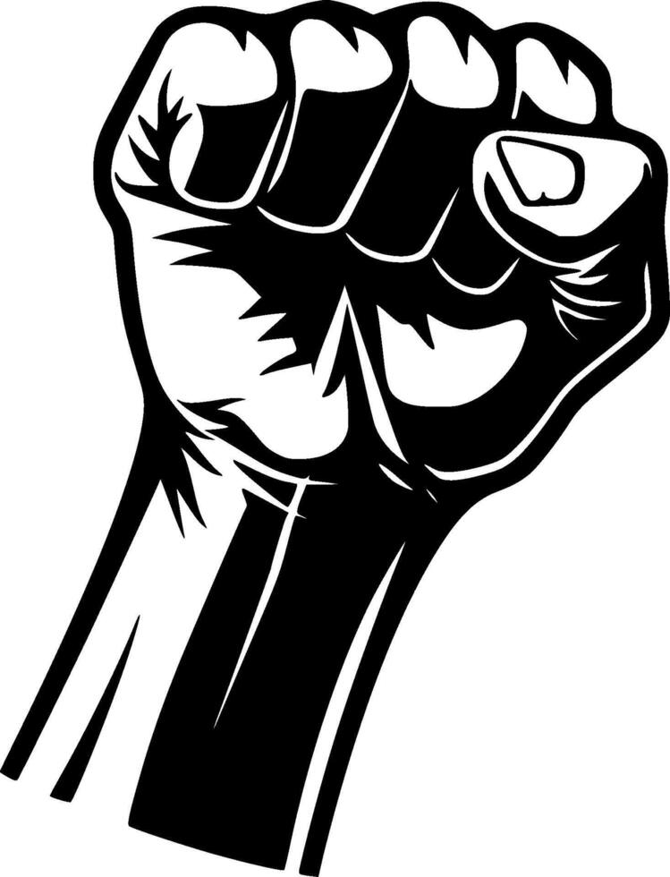 Hand Fist, Black and White illustration vector