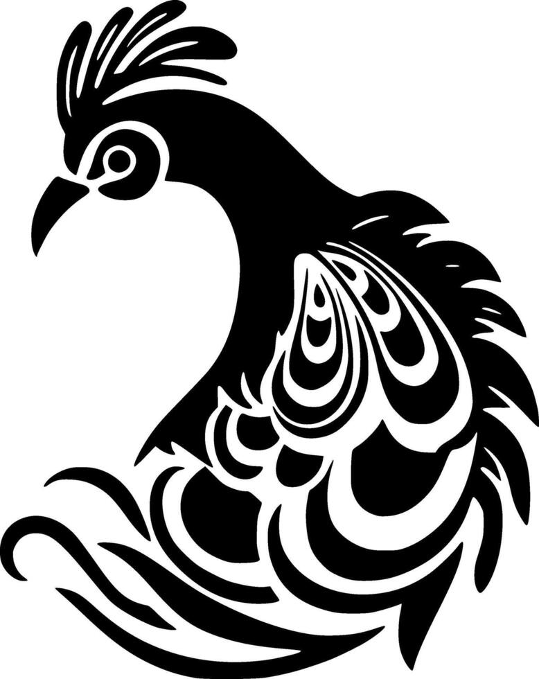 Peacock - Black and White Isolated Icon - illustration vector
