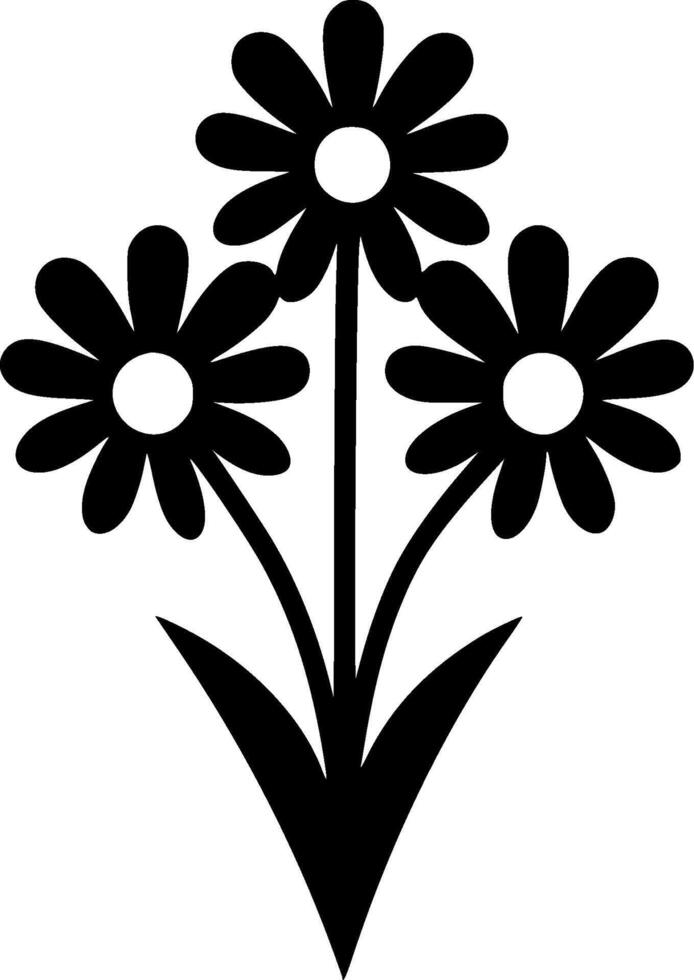 Flower - Black and White Isolated Icon - illustration vector