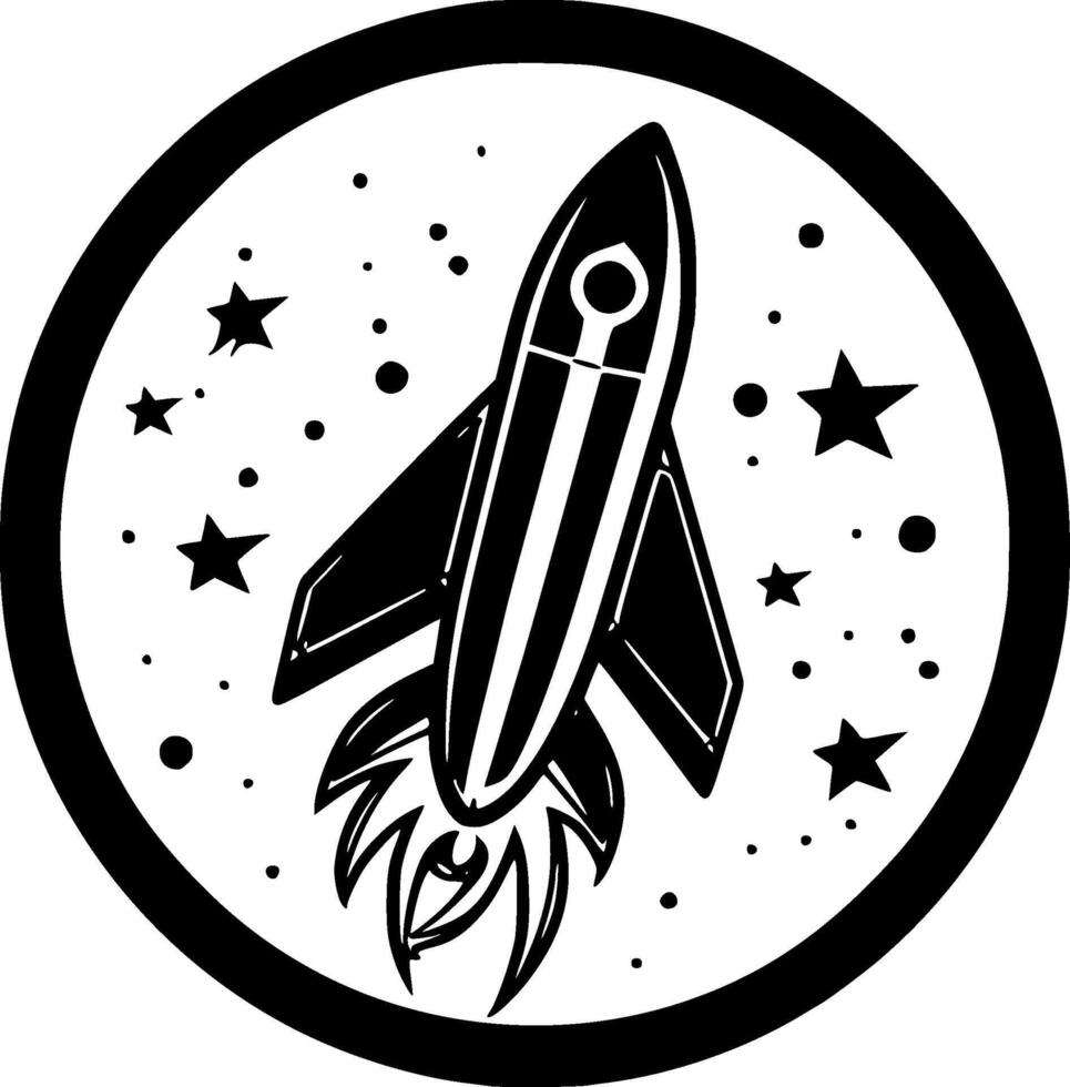 Rocket - Black and White Isolated Icon - illustration vector
