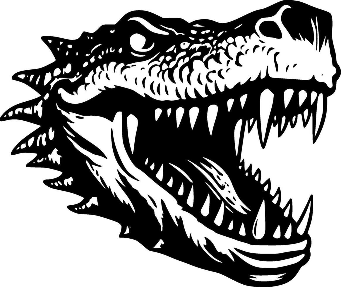 Crocodile, Black and White illustration vector