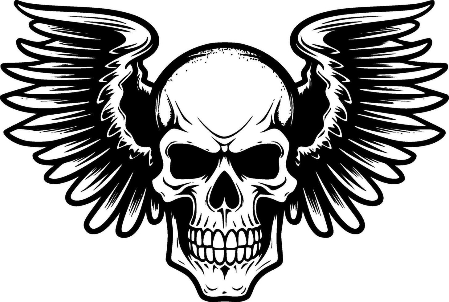Skull With Wings - Minimalist and Flat Logo - illustration vector