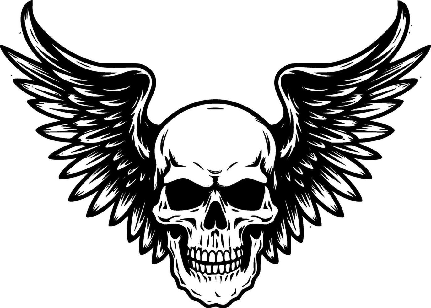 Skull With Wings, Minimalist and Simple Silhouette - illustration vector