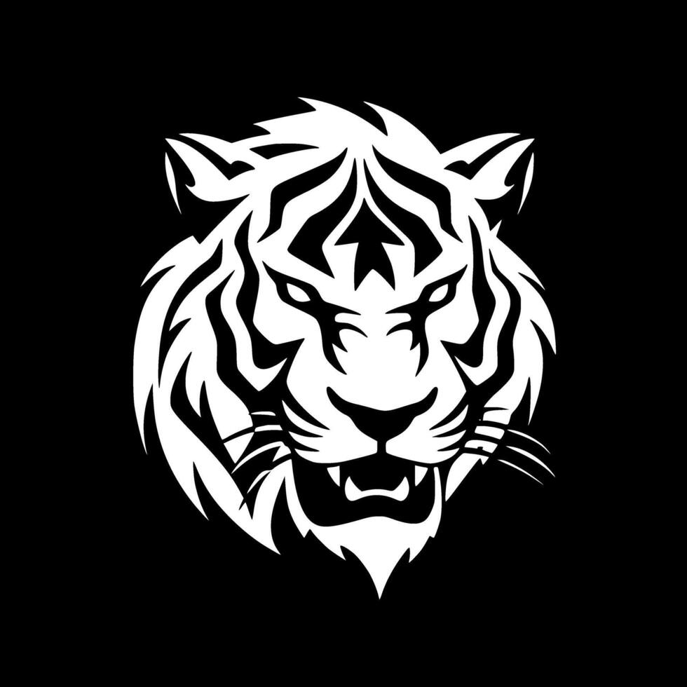 Tiger - Black and White Isolated Icon - illustration vector