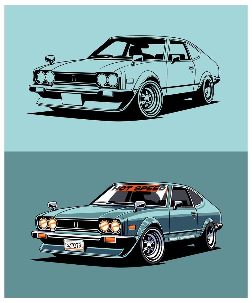 Racing Car Vintage Illustration Series 01 vector
