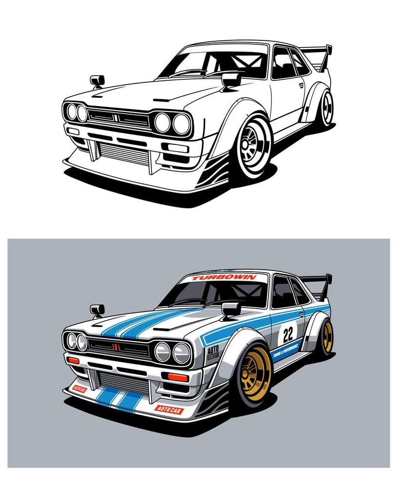 Racing Car Vintage Illustration Series 03 vector