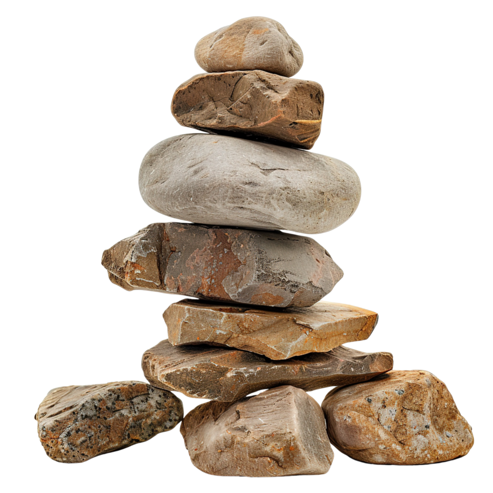 A pile of rock stones isolated on a transparent background png