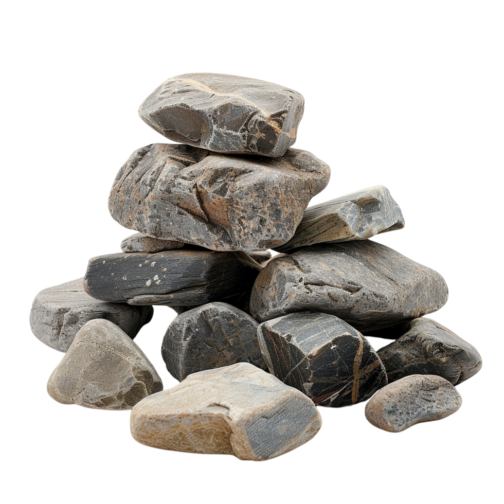 A pile of rock stones isolated on a transparent background png
