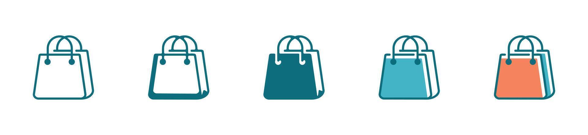 Shopping bag minimalist icon collection online purchase illustration simple design vector