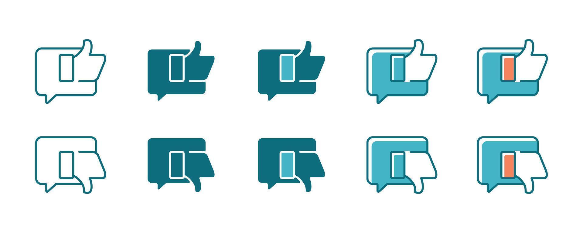 set of simple feedback review icon rating a service result evaluation survey signs in 5 variant styles illustration for web, app, interface template design vector
