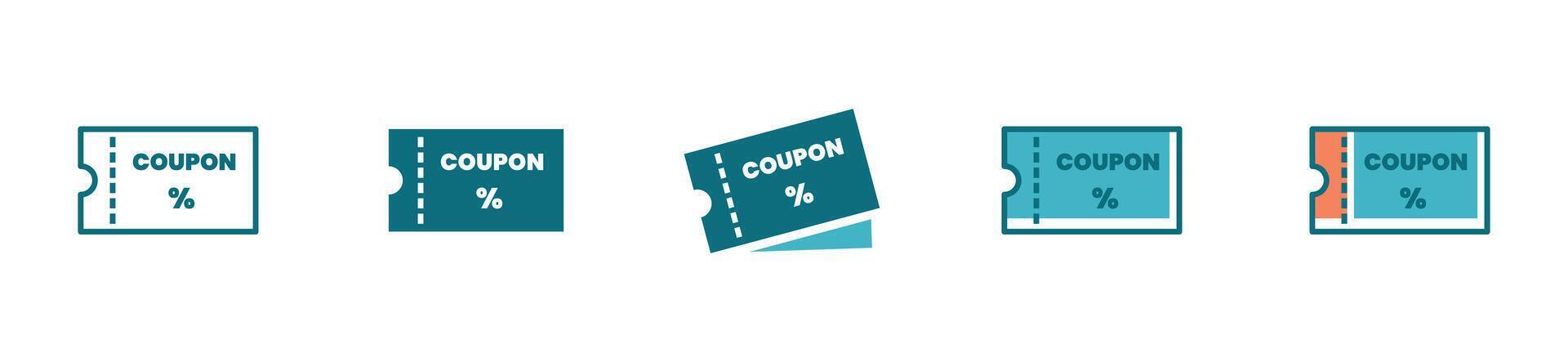 Discount coupon icon set voucher tag price symbol for product label promotion illustration vector