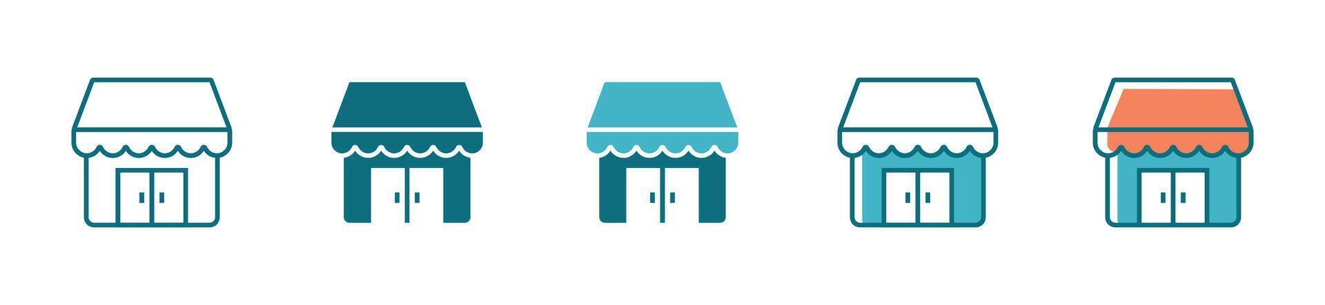 Simple modern store shop icon set marketplace building flat symbol vector