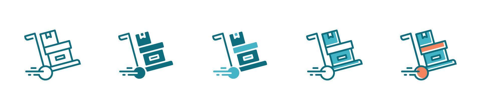 trolley cart icon for fast delivery shipping signs line illustration vector