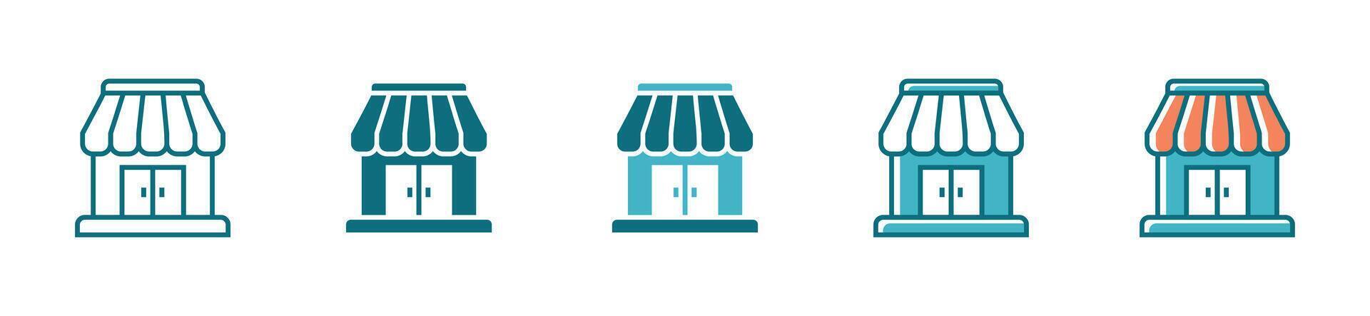Simple store shop building icon set market for business symbol design vector