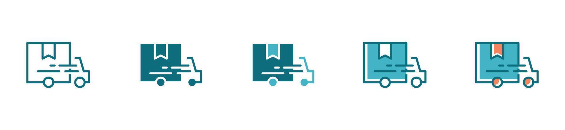 Fast delivery truck icon online transport courier set for web and app vector