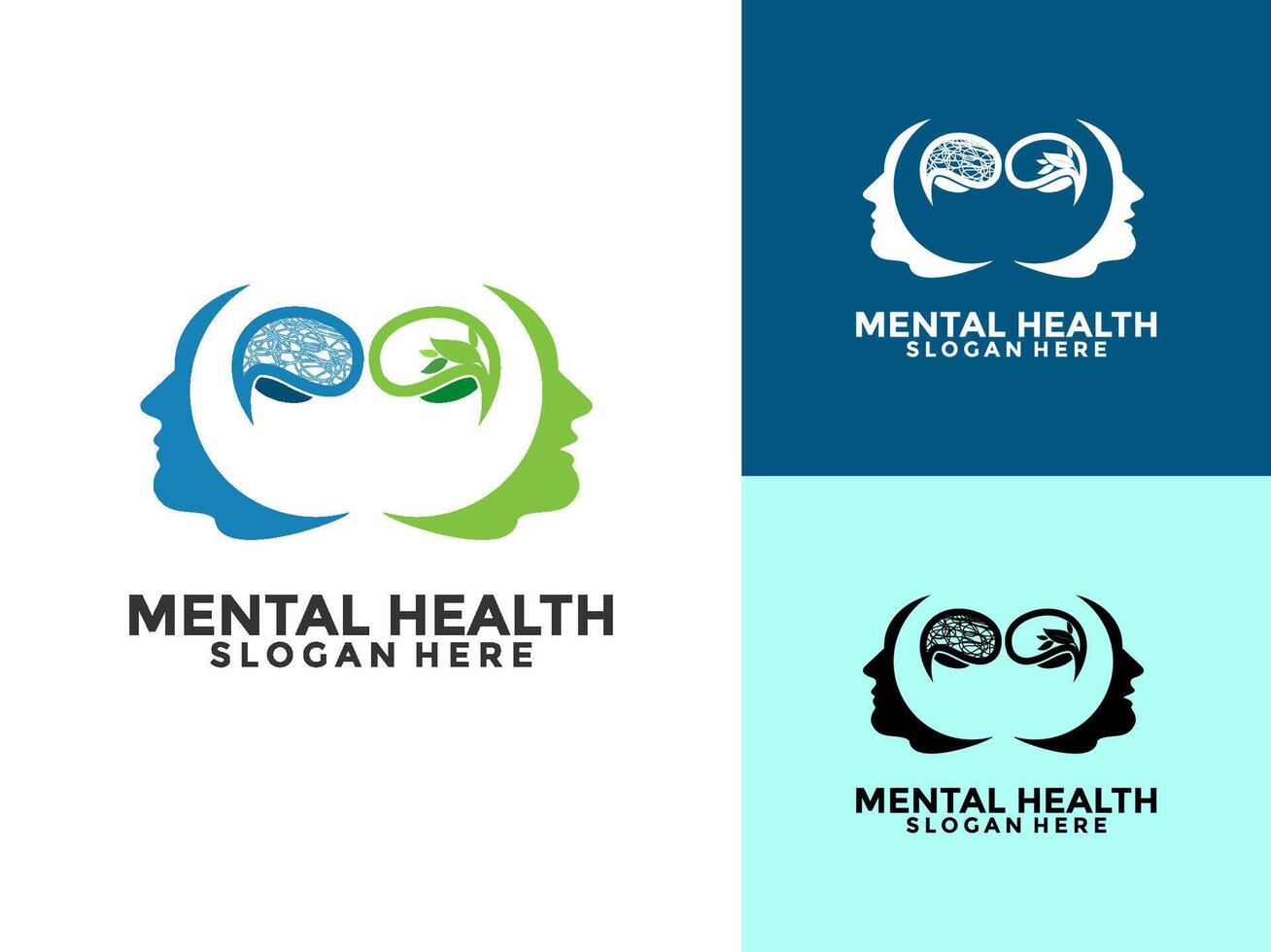 Mental Health Logo , Human think health, healthy mind logo creative color modern vector