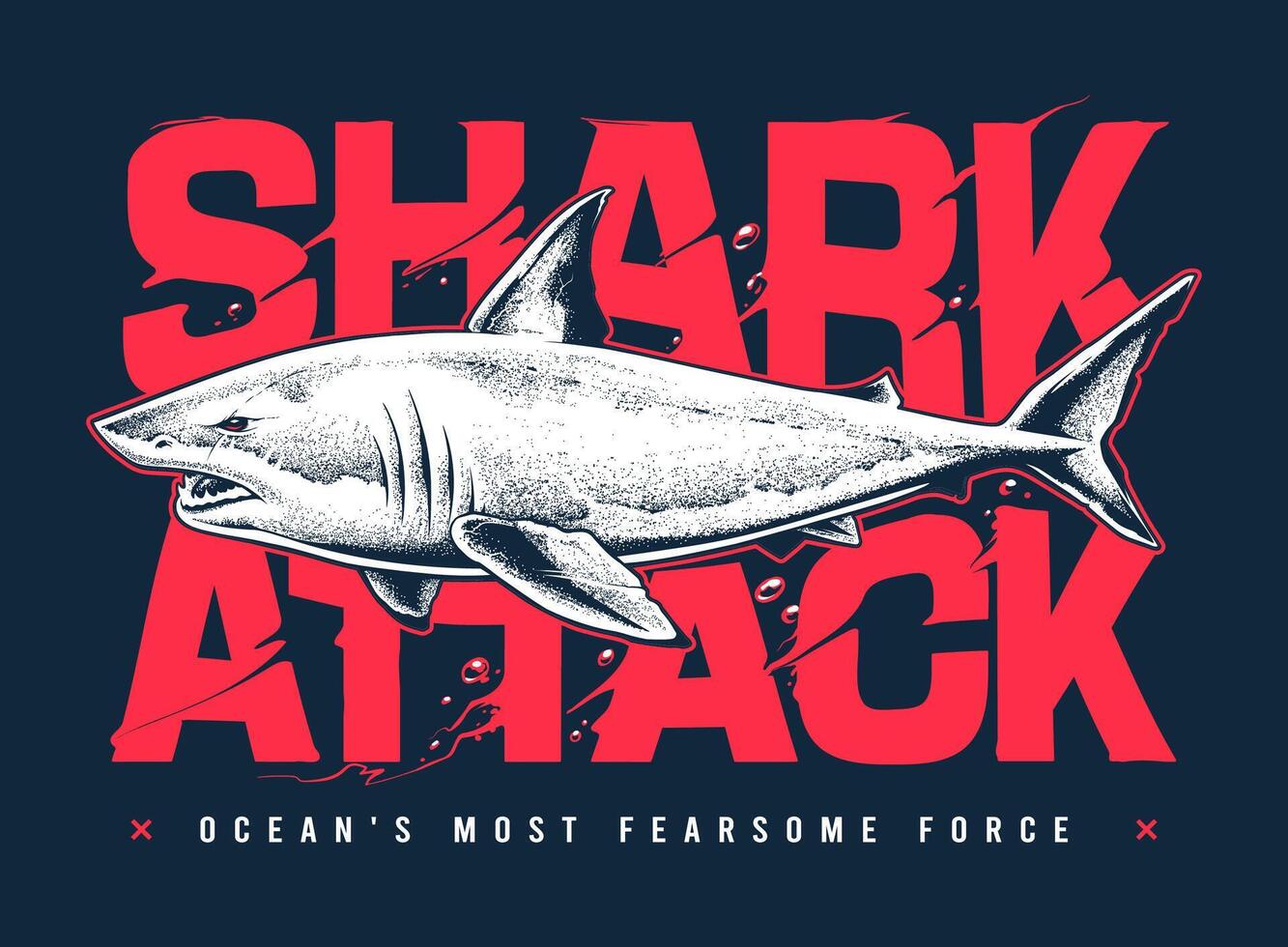 Shark Attack Typographic Art vector