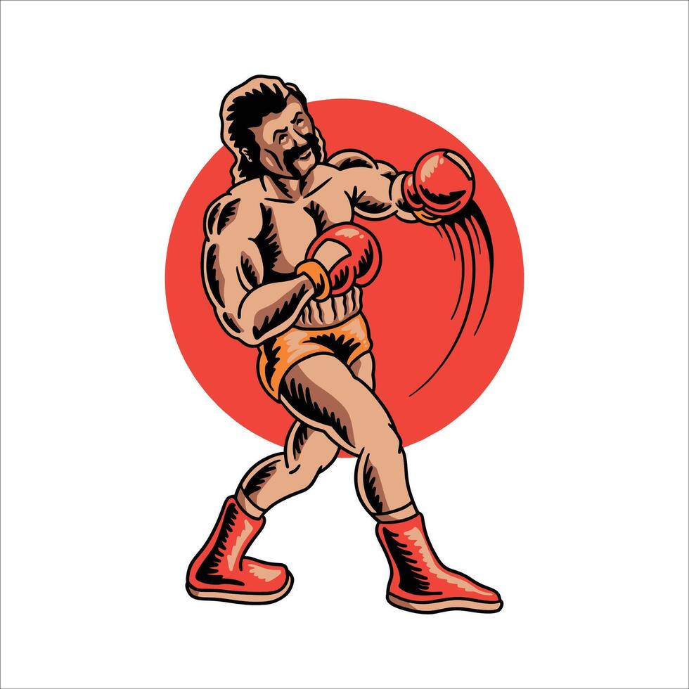 boxing player tattoo design vector