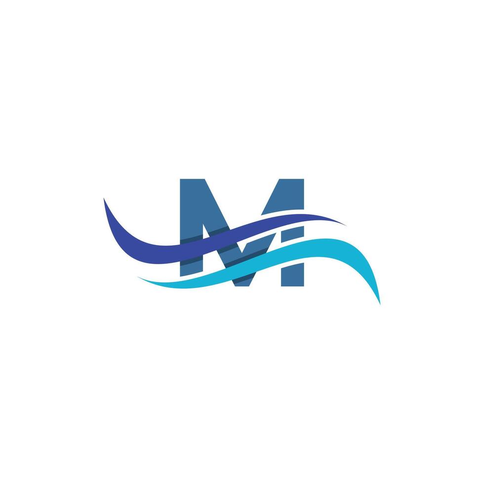 Letter M Flow Wave Ocean Simplicity Modern Business Icon Design Logo vector