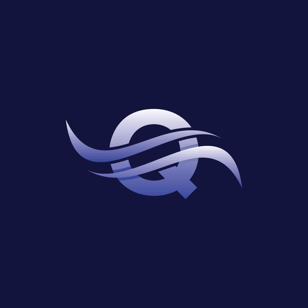 Letter Q Wave Flow Modern Simple Creative Design Logo vector